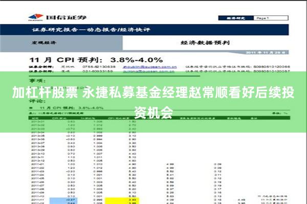 加杠杆股票 永捷私募基金经理赵常顺看好后续投资机会