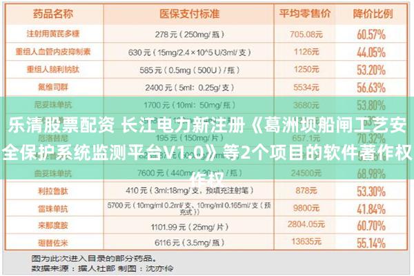 乐清股票配资 长江电力新注册《葛洲坝船闸工艺安全保护系统监测平台V1.0》等2个项目的软件著作权